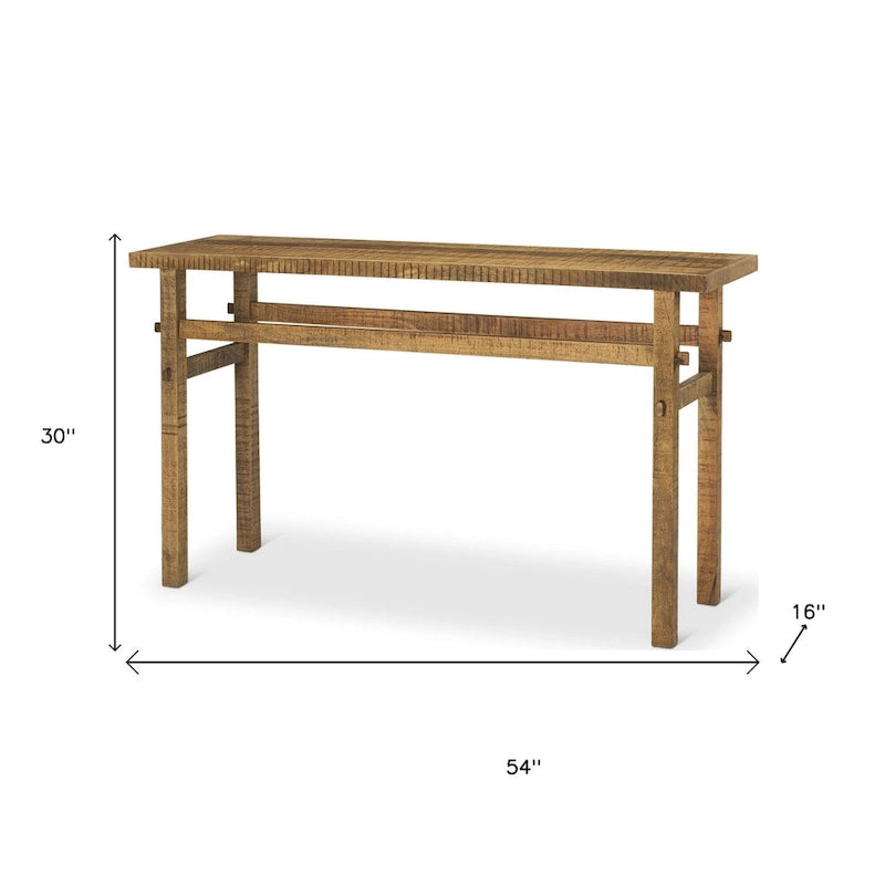 54" brauner Konsolentisch aus massivem Altholz