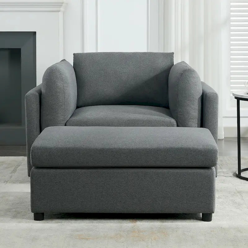 50" Übergroßer Sessel mit Ottoman, Moderner Akzentsessel mit Lordosenstütze