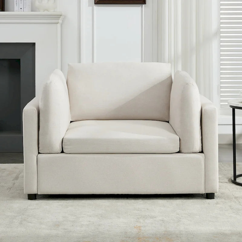 50" Übergroßer Sessel mit Ottoman, Moderner Akzentsessel mit Lordosenstütze
