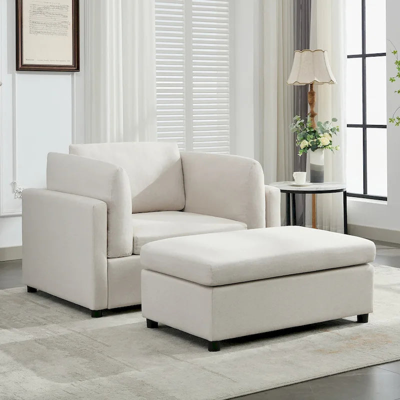 50" Übergroßer Sessel mit Ottoman, Moderner Akzentsessel mit Lordosenstütze