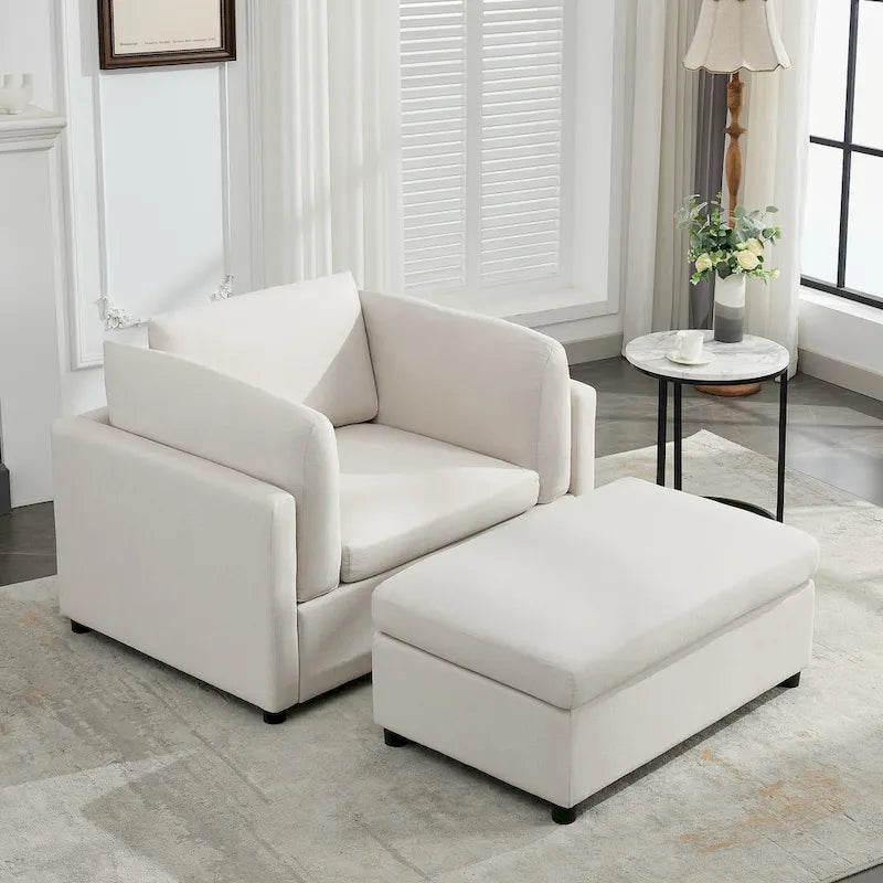 50" Übergroßer Sessel mit Ottoman, Moderner Akzentsessel mit Lordosenstütze