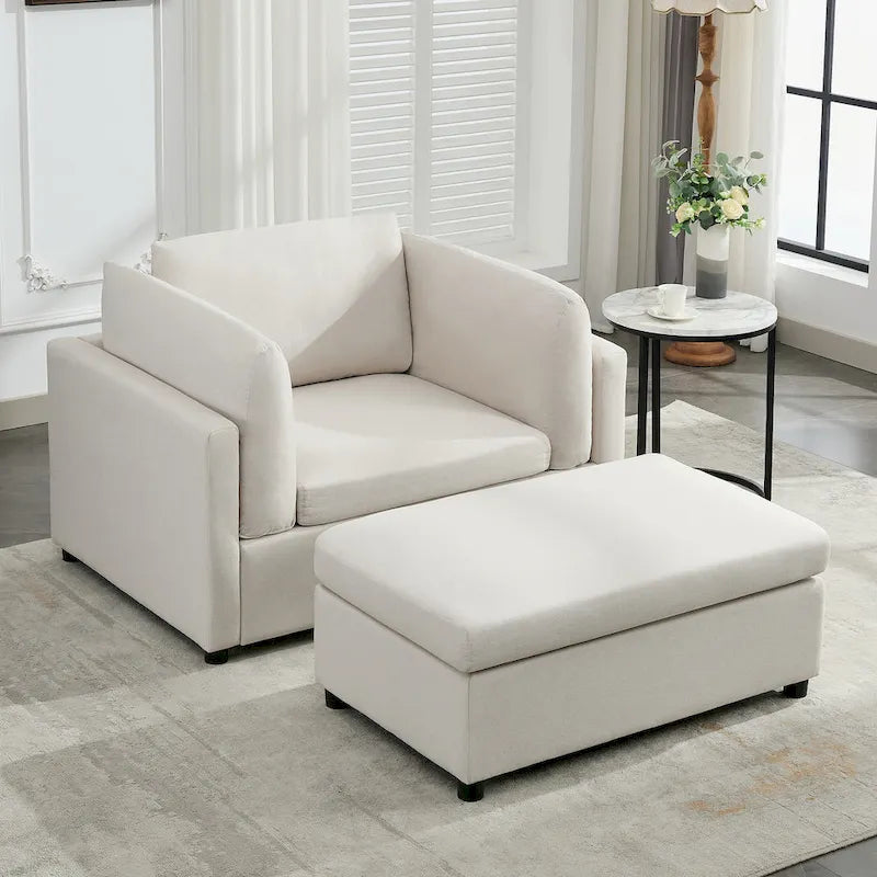 50" Übergroßer Sessel mit Ottoman, Moderner Akzentsessel mit Lordosenstütze