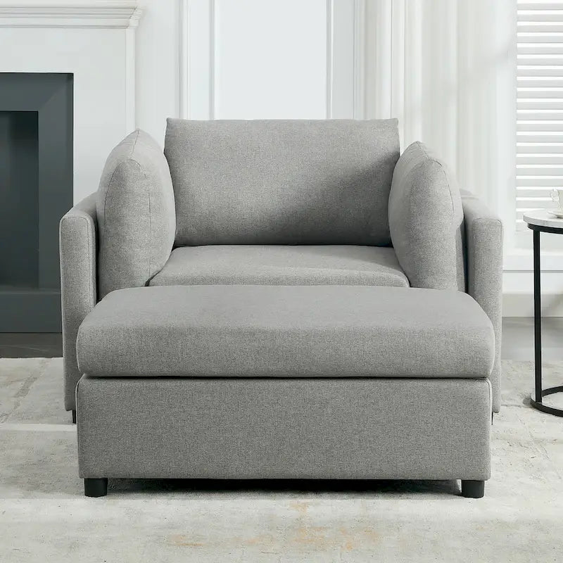 50" Übergroßer Sessel mit Ottoman, Moderner Akzentsessel mit Lordosenstütze
