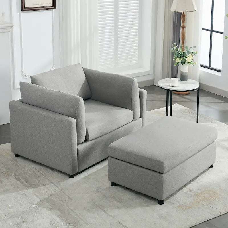 50" Übergroßer Sessel mit Ottoman, Moderner Akzentsessel mit Lordosenstütze