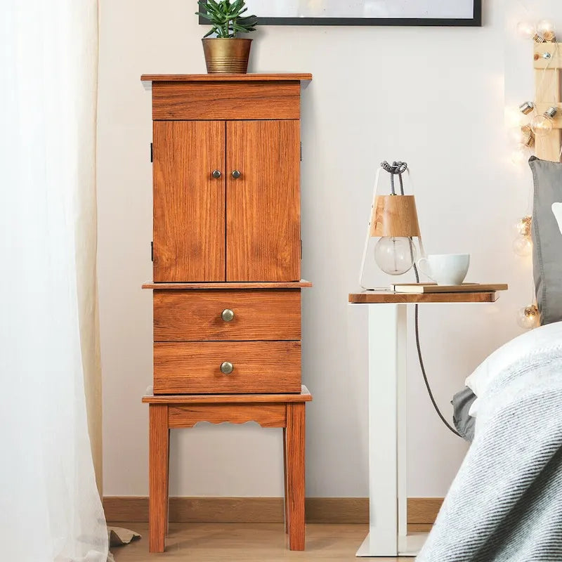 Vintage Schmuckschrank Truhe Aufbewahrungsorganisator mit Schubladen & Spiegel