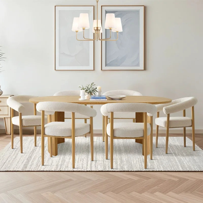 Ovale Essgruppe 200 cm mit 6 Stühlen