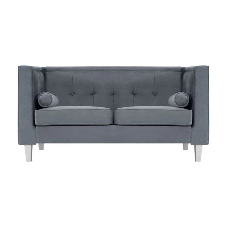 Mid-Century Modern Liebessofa – getufteter Polstersessel mit Massivholzbeinen
