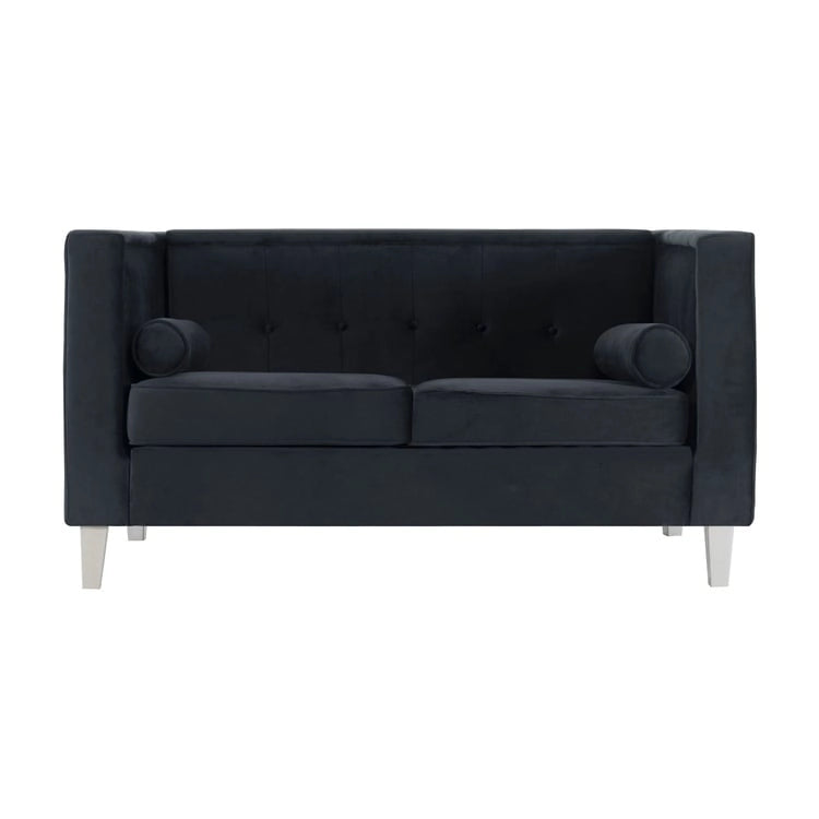 Mid-Century Modern Liebessofa – getufteter Polstersessel mit Massivholzbeinen
