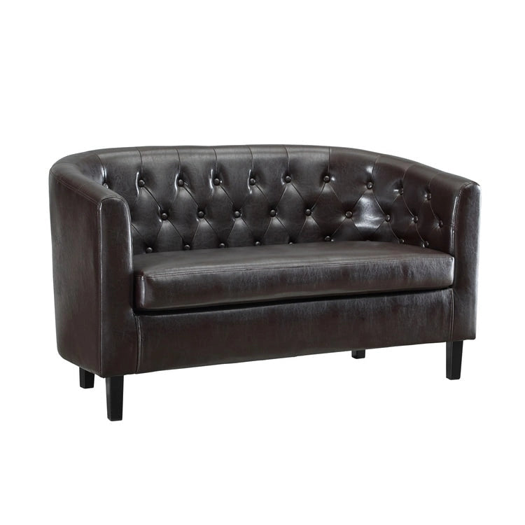 Mid-Century Modern Liebessofa – getufteter Polstersessel mit Massivholzbeinen