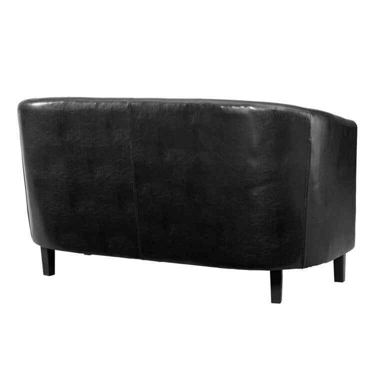 Mid-Century Modern Liebessofa – getufteter Polstersessel mit Massivholzbeinen