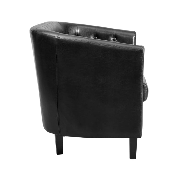 Mid-Century Modern Liebessofa – getufteter Polstersessel mit Massivholzbeinen