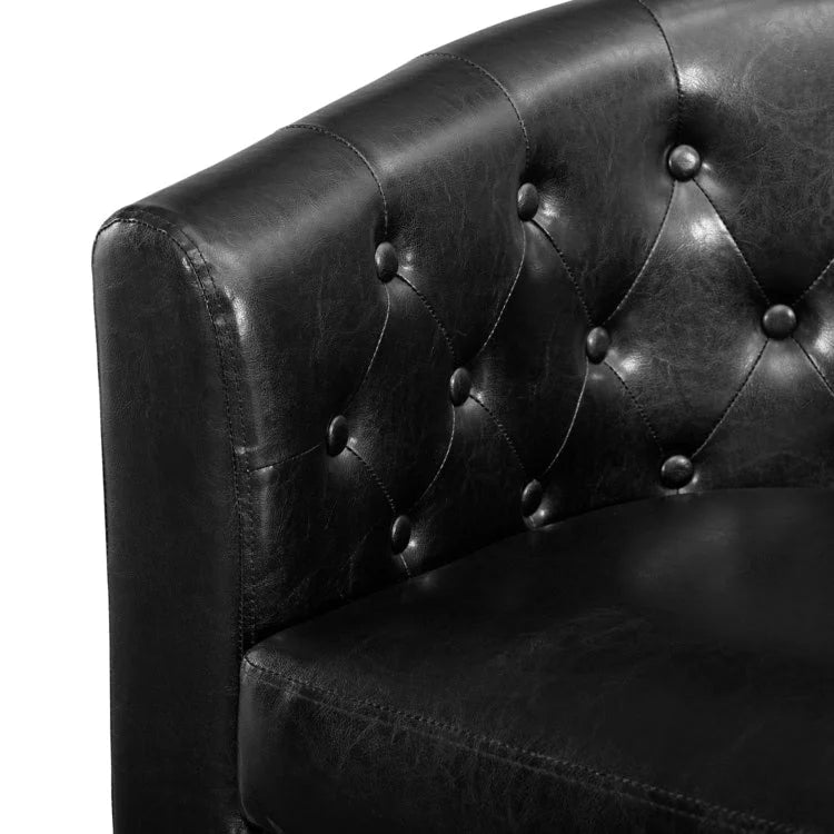 Mid-Century Modern Liebessofa – getufteter Polstersessel mit Massivholzbeinen
