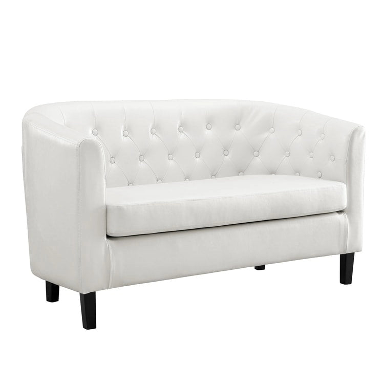 Mid-Century Modern Liebessofa – getufteter Polstersessel mit Massivholzbeinen
