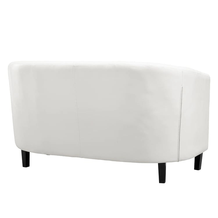 Mid-Century Modern Liebessofa – getufteter Polstersessel mit Massivholzbeinen