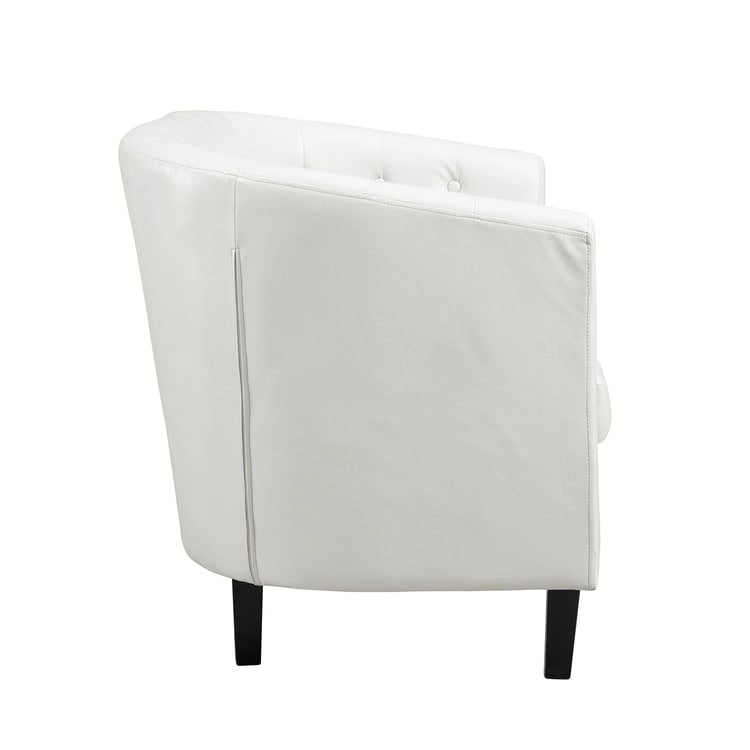 Mid-Century Modern Liebessofa – getufteter Polstersessel mit Massivholzbeinen