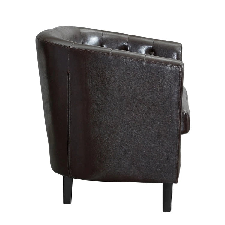 Mid-Century Modern Liebessofa – getufteter Polstersessel mit Massivholzbeinen