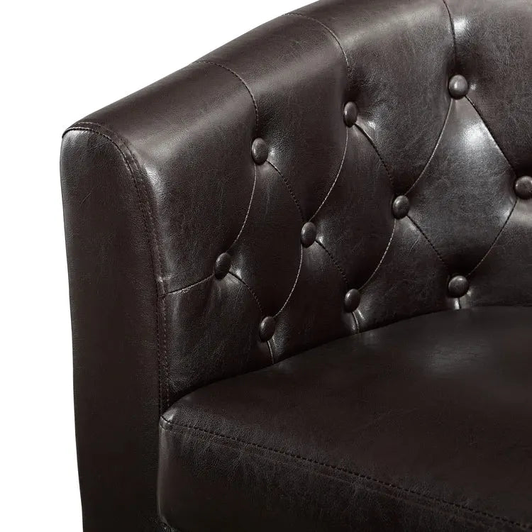 Mid-Century Modern Liebessofa – getufteter Polstersessel mit Massivholzbeinen
