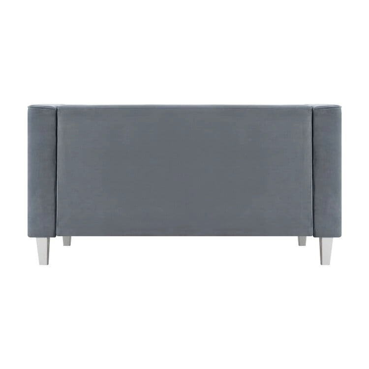 Mid-Century Modern Liebessofa – getufteter Polstersessel mit Massivholzbeinen