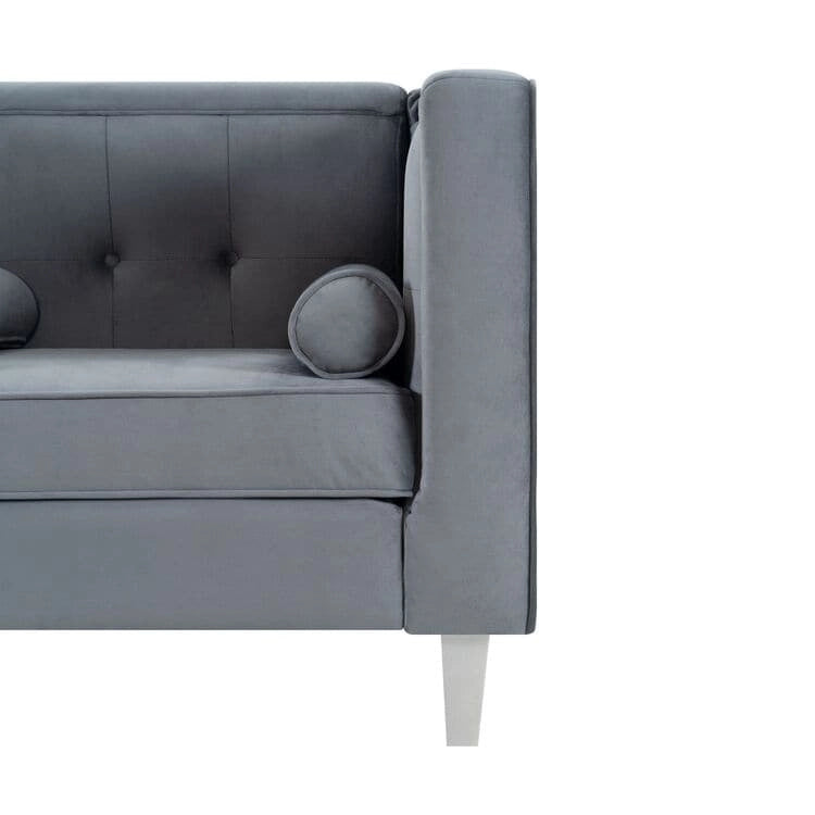 Mid-Century Modern Liebessofa – getufteter Polstersessel mit Massivholzbeinen