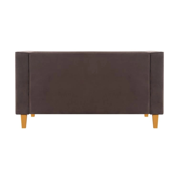 Mid-Century Modern Liebessofa – getufteter Polstersessel mit Massivholzbeinen