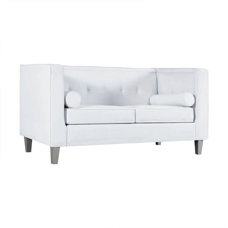 Mid-Century Modern Liebessofa – getufteter Polstersessel mit Massivholzbeinen