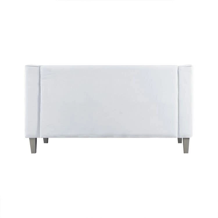 Mid-Century Modern Liebessofa – getufteter Polstersessel mit Massivholzbeinen