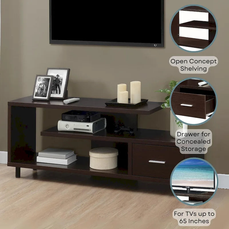 TV-Schrank mit Schublade und Ablagen für TVs bis zu 65 Zoll