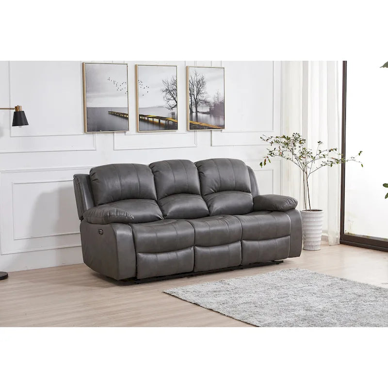 3-Sitzer-Sofagarnitur mit Power-Liegefunktion aus gebondetem Leder