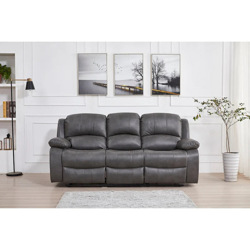 3-Sitzer-Sofagarnitur mit Power-Liegefunktion aus gebondetem Leder