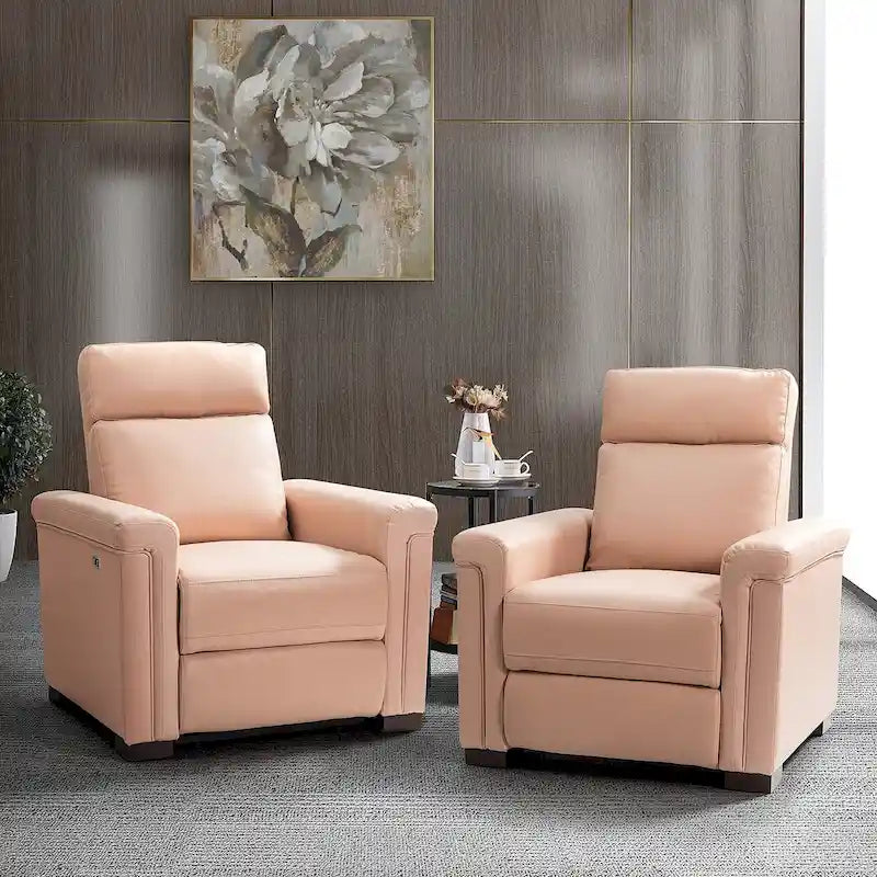 34,65 Zoll breiter Relaxsessel aus echtem Leder mit USB-Anschluss (2er-Set)
