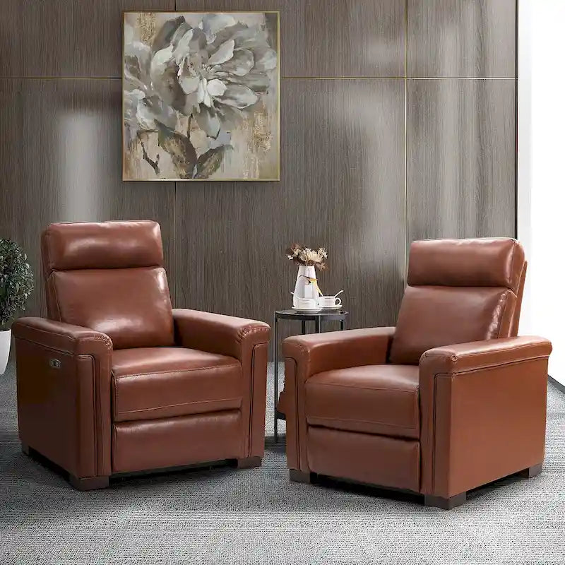 34,65 Zoll breiter Relaxsessel aus echtem Leder mit USB-Anschluss (2er-Set)