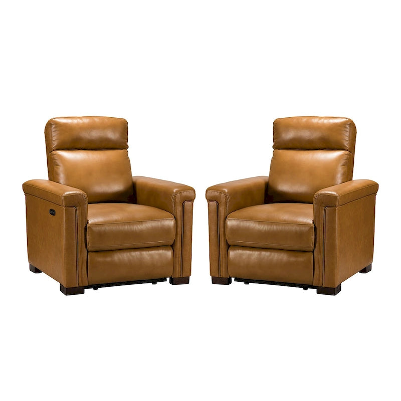 34,65 Zoll breiter Relaxsessel aus echtem Leder mit USB-Anschluss (2er-Set)