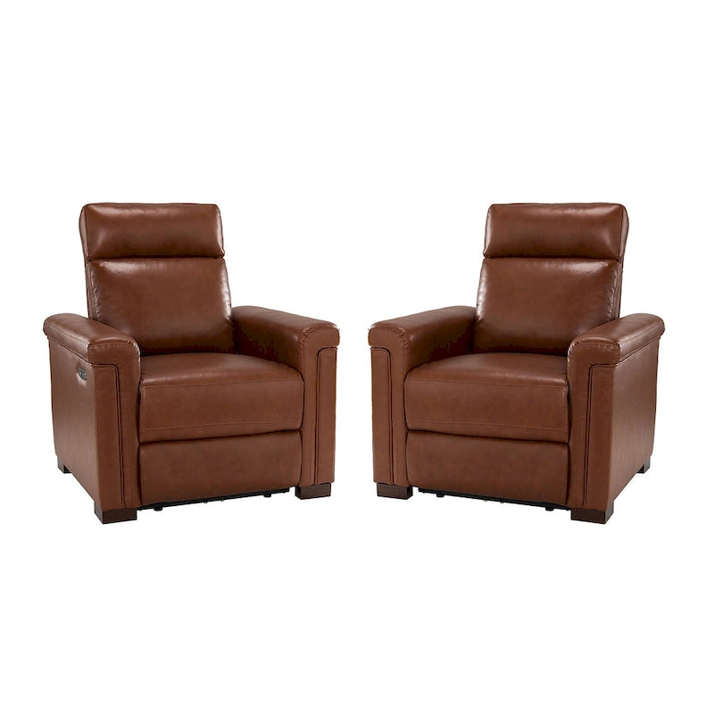 34,65 Zoll breiter Relaxsessel aus echtem Leder mit USB-Anschluss (2er-Set)