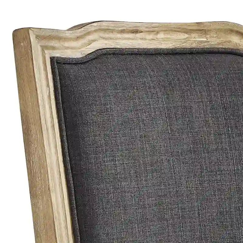 Verzierte Esszimmerstühle aus Leinen mit geschnitztem Kautschukholzgestell – 2er-Set