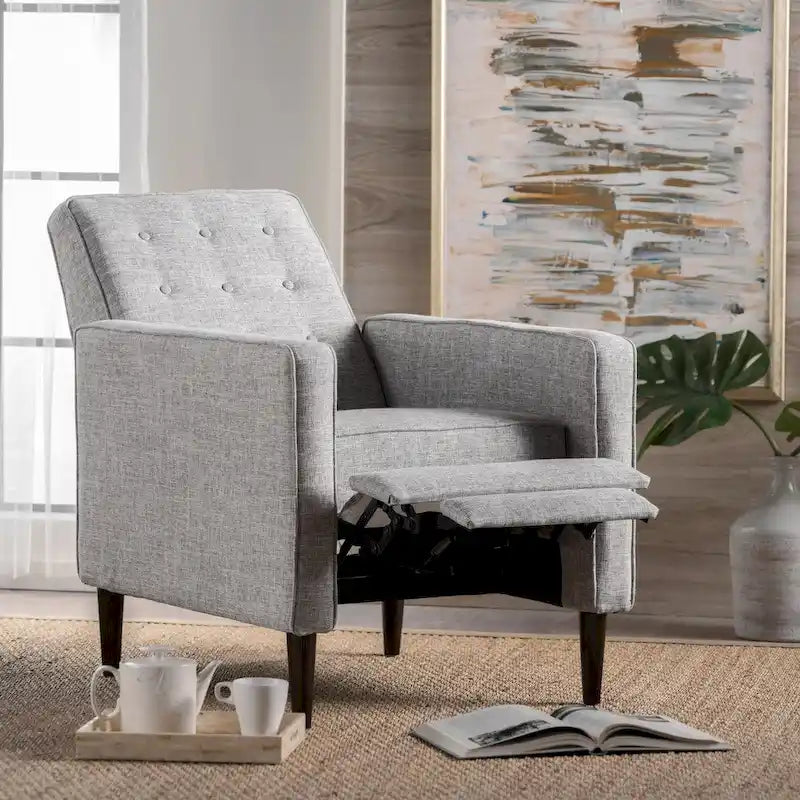 Mid-Century Modern Stoffliegesessel mit Knopfheftung