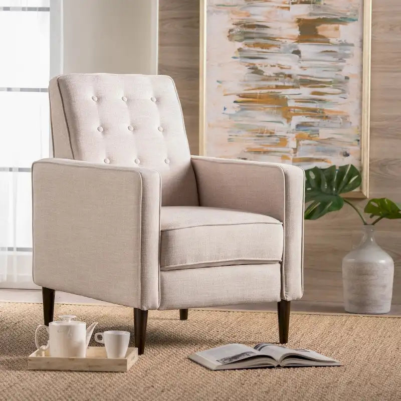 Mid-Century Modern Stoffliegesessel mit Knopfheftung