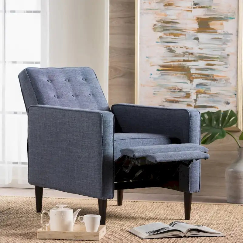 Mid-Century Modern Stoffliegesessel mit Knopfheftung