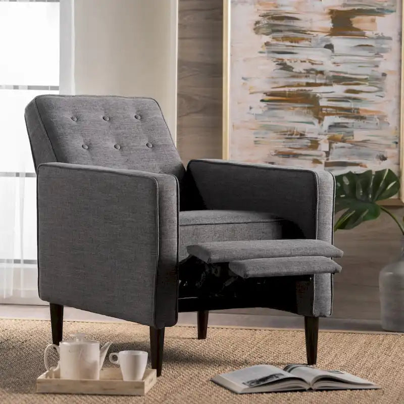 Mid-Century Modern Stoffliegesessel mit Knopfheftung
