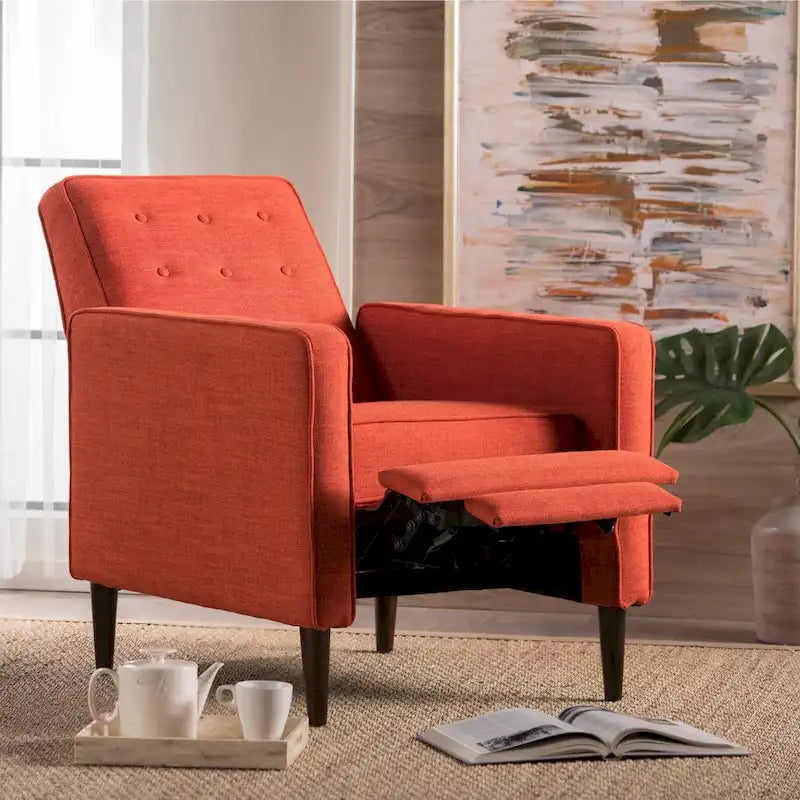 Mid-Century Modern Stoffliegesessel mit Knopfheftung