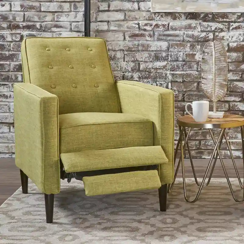 Mid-Century Modern Stoffliegesessel mit Knopfheftung