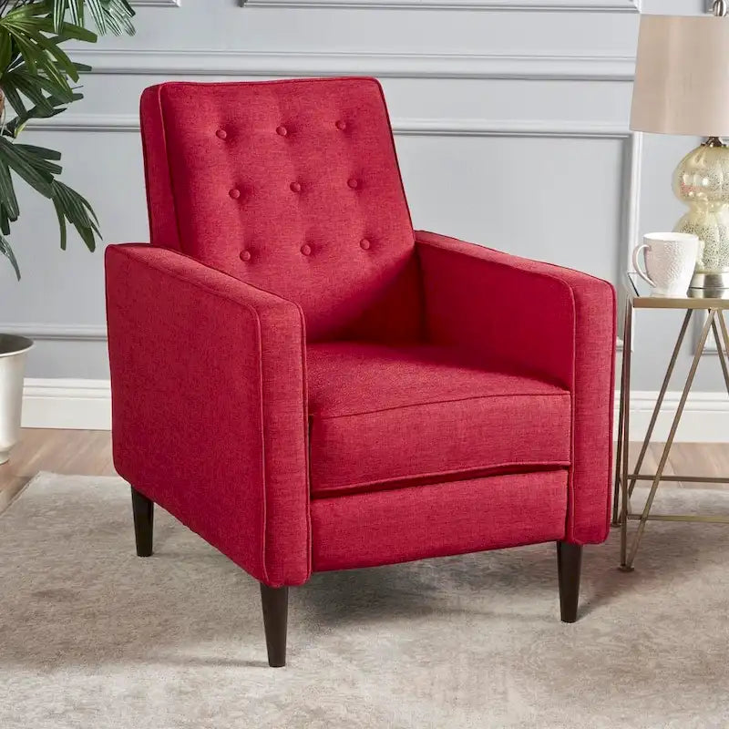 Mid-Century Modern Stoffliegesessel mit Knopfheftung