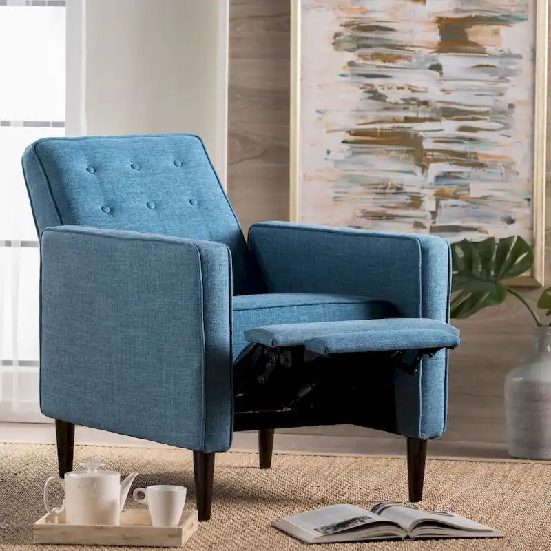 Mid-Century Modern Stoffliegesessel mit Knopfheftung