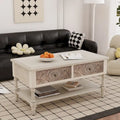 Mid-Century Modern Rechteckiger Couchtisch mit 2 Schubladen und Ablage