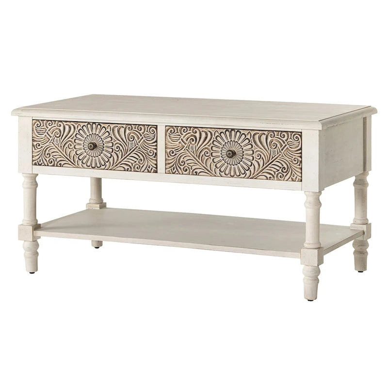 Mid-Century Modern Rechteckiger Couchtisch mit 2 Schubladen und Ablage