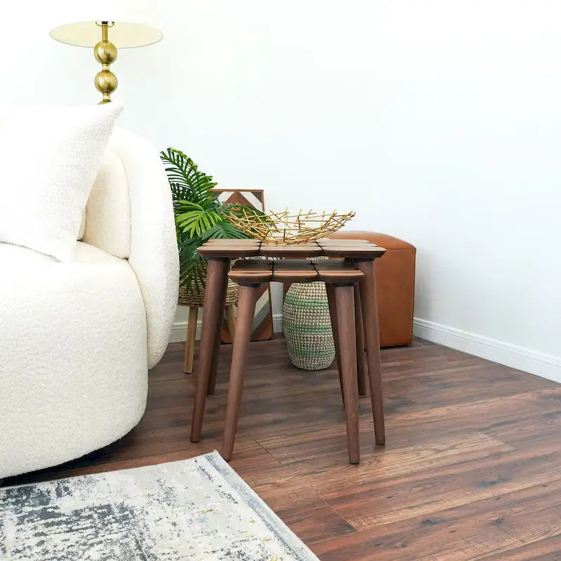 Porto Mid-Century Nesting Tables in Walnut (Set of 3)