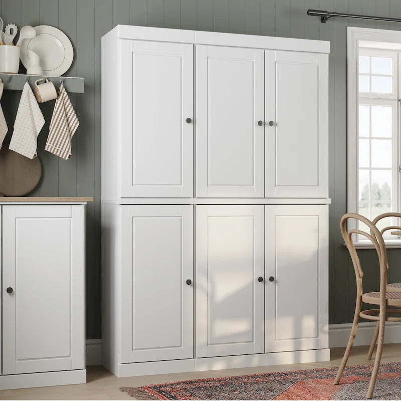 100 % Massivholz Küchenschrank 123 cm (48,5") mit Glas- oder Massivholztüren und verstellbaren Einlegeböden