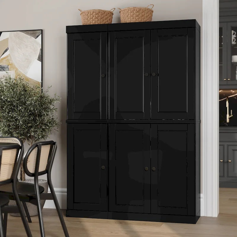 100 % Massivholz Küchenschrank 123 cm (48,5") mit Glas- oder Massivholztüren und verstellbaren Einlegeböden