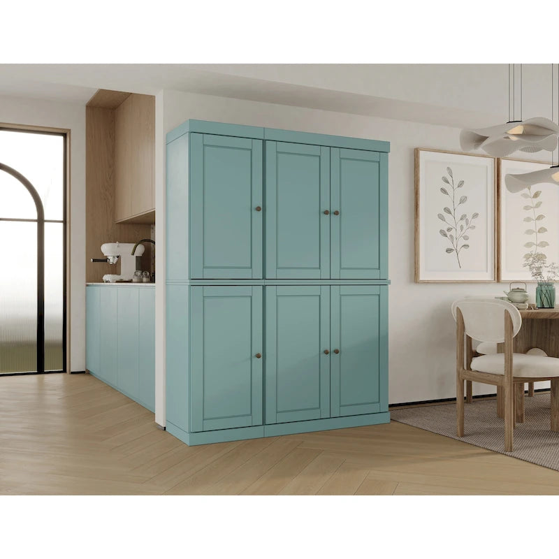 100 % Massivholz Küchenschrank 123 cm (48,5") mit Glas- oder Massivholztüren und verstellbaren Einlegeböden