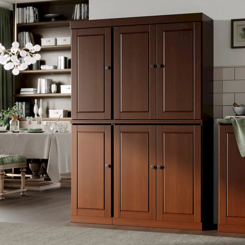 100 % Massivholz Küchenschrank 123 cm (48,5") mit Glas- oder Massivholztüren und verstellbaren Einlegeböden