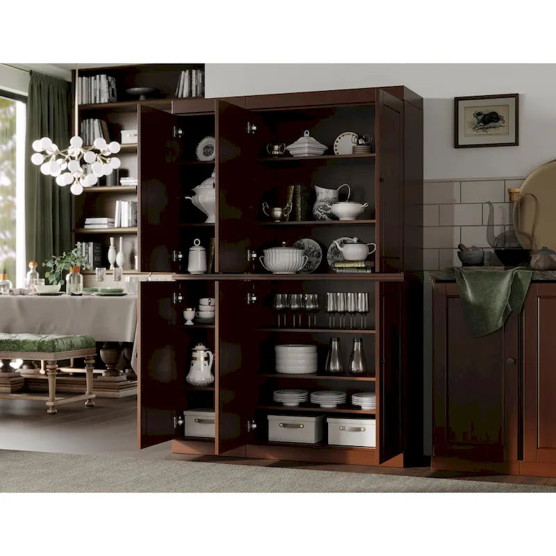 100 % Massivholz Küchenschrank 123 cm (48,5") mit Glas- oder Massivholztüren und verstellbaren Einlegeböden